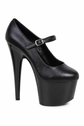 709-DOM Platform Pump | Black Faux Leather