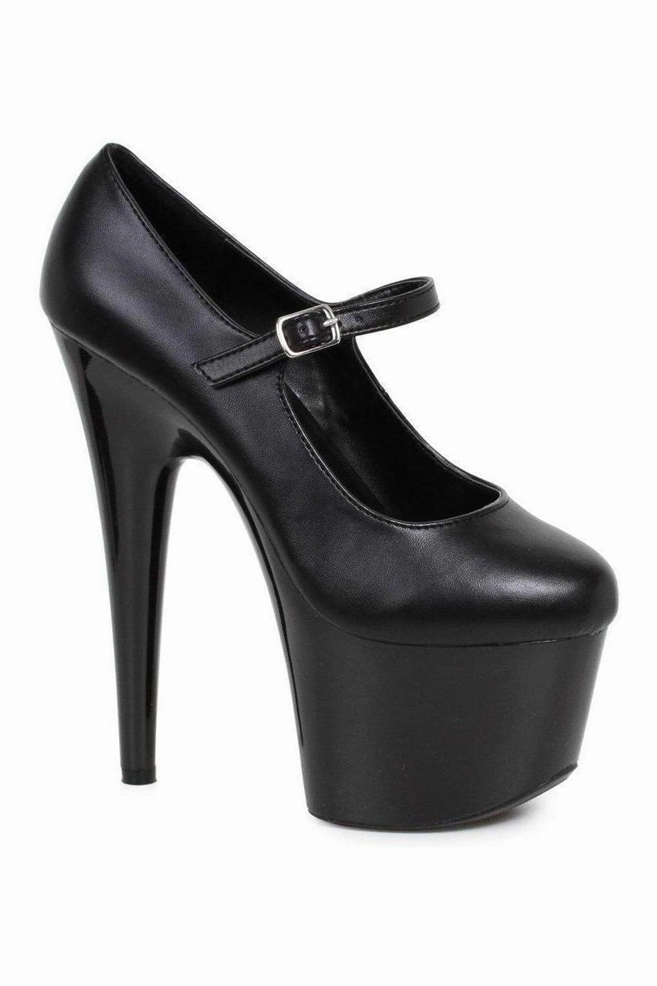 709-DOM Platform Pump | Black Faux Leather