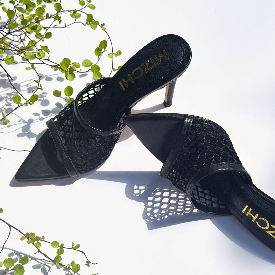 *Elowen - Black Mesh Mules