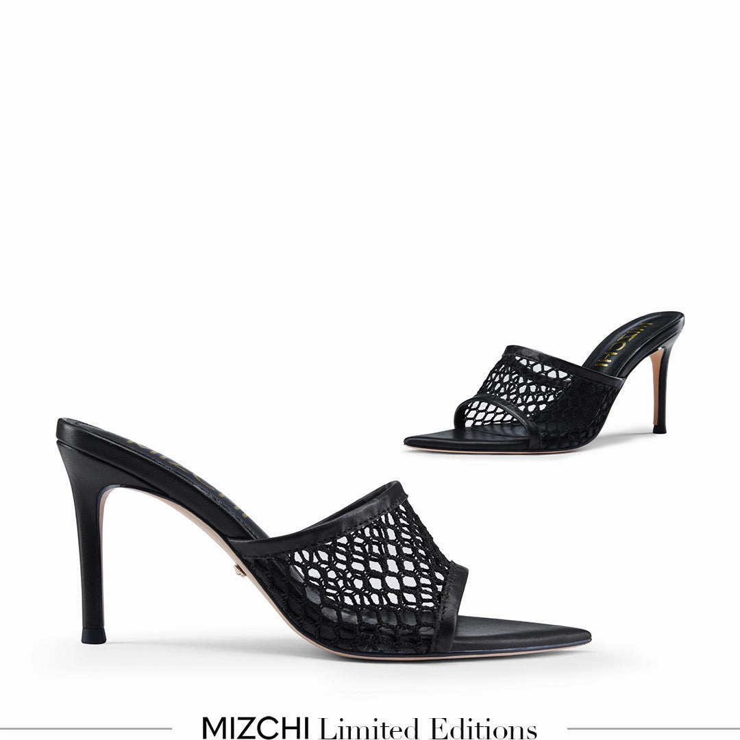 *Elowen - Black Mesh Mules