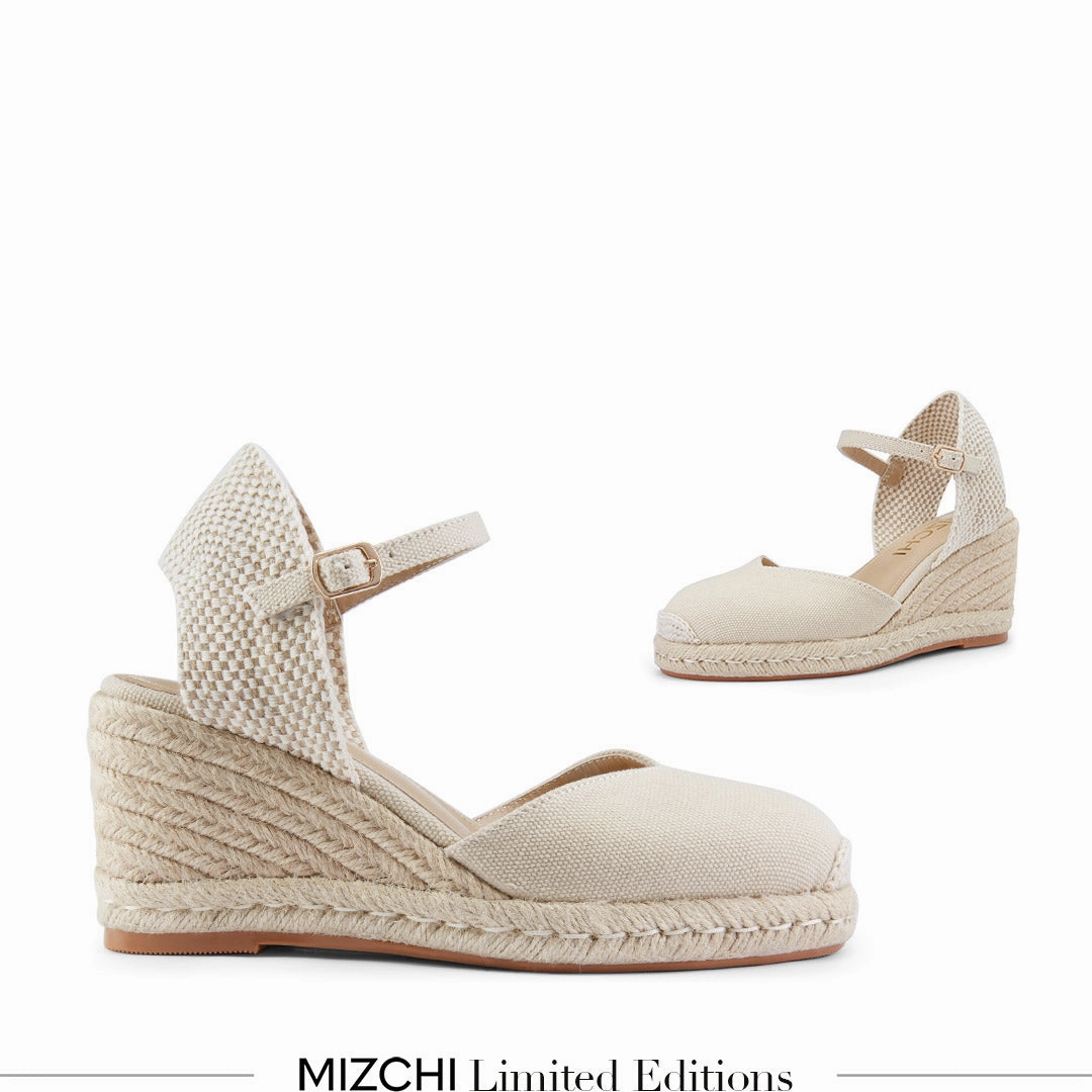 *VITTORIA - beige ankle strap espadrilles