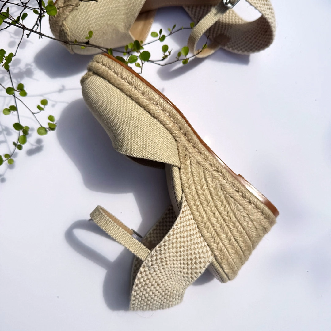 *VITTORIA - beige ankle strap espadrilles