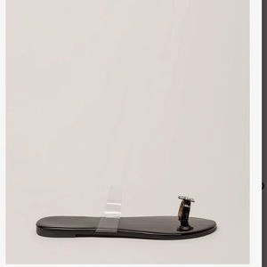 Allie Rhinestone Single Toe Sandals- Black
