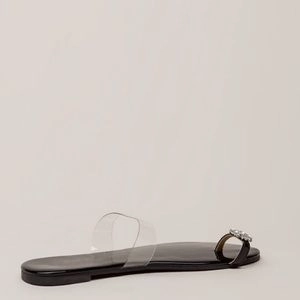 Allie Rhinestone Single Toe Sandals- Black