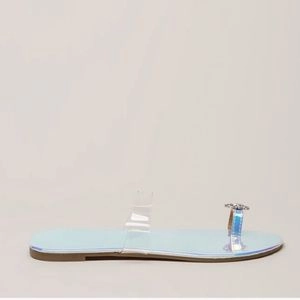 Allie Rhinestone Single Toe Sandals- Iridescent
