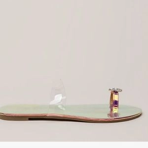 Allie Rhinestone Single Toe Sandals- Pink