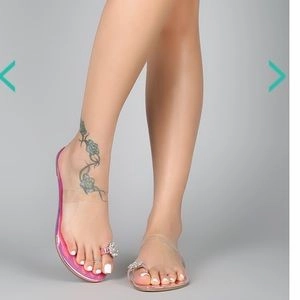 Allie Rhinestone Single Toe Sandals- Pink