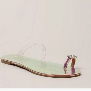 Allie Rhinestone Single Toe Sandals- Pink