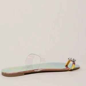 Allie Rhinestone Single Toe Sandals- Pink