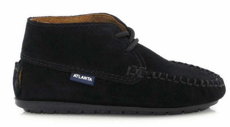 Altanta Moccasin Baby Black Suede Leather Booties