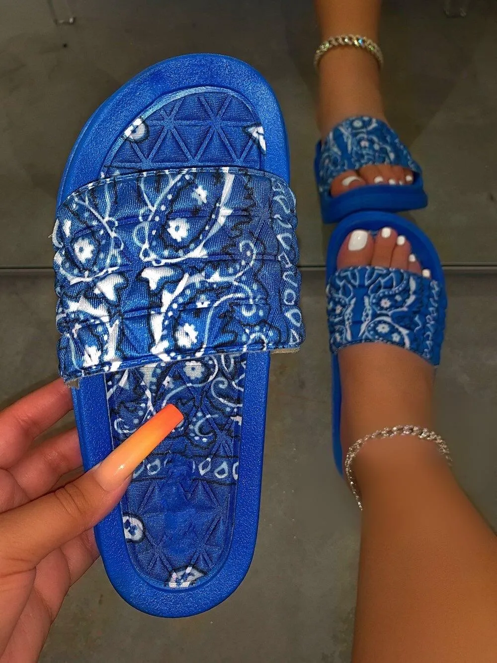 Antoinette Bandana Slides- Blue