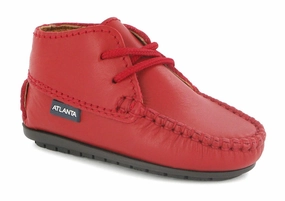Atlanta Mocassin Baby Red Smooth Leather Bootie