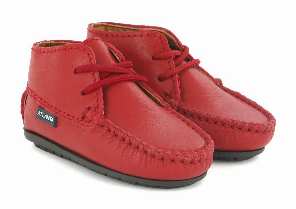 Atlanta Mocassin Baby Red Smooth Leather Bootie