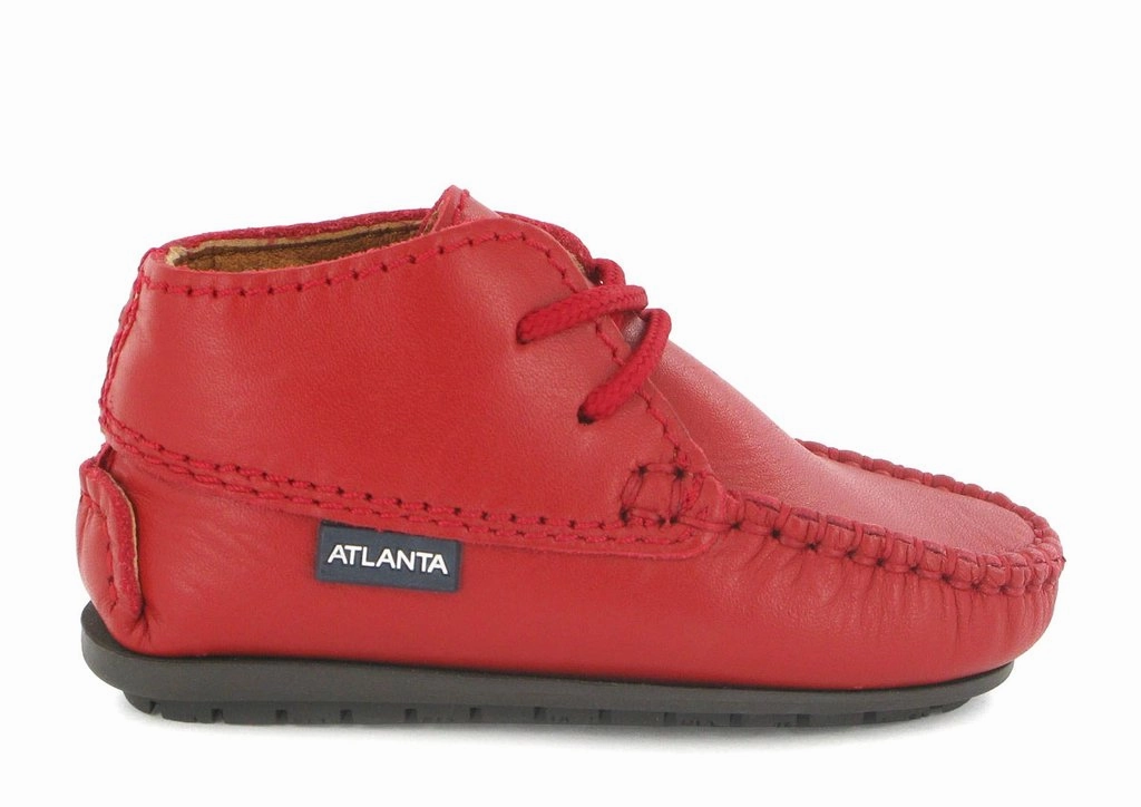 Atlanta Mocassin Baby Red Smooth Leather Bootie
