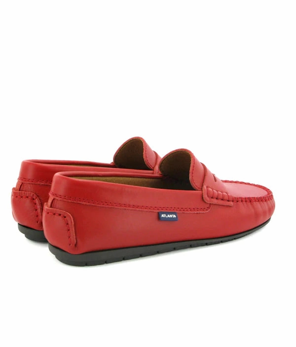 Atlanta Mocassin Red Smooth Leather Penny Loafer.