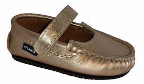 Atlanta Mocassin Soft Metallic Rose Gold Mary Jane Loafer