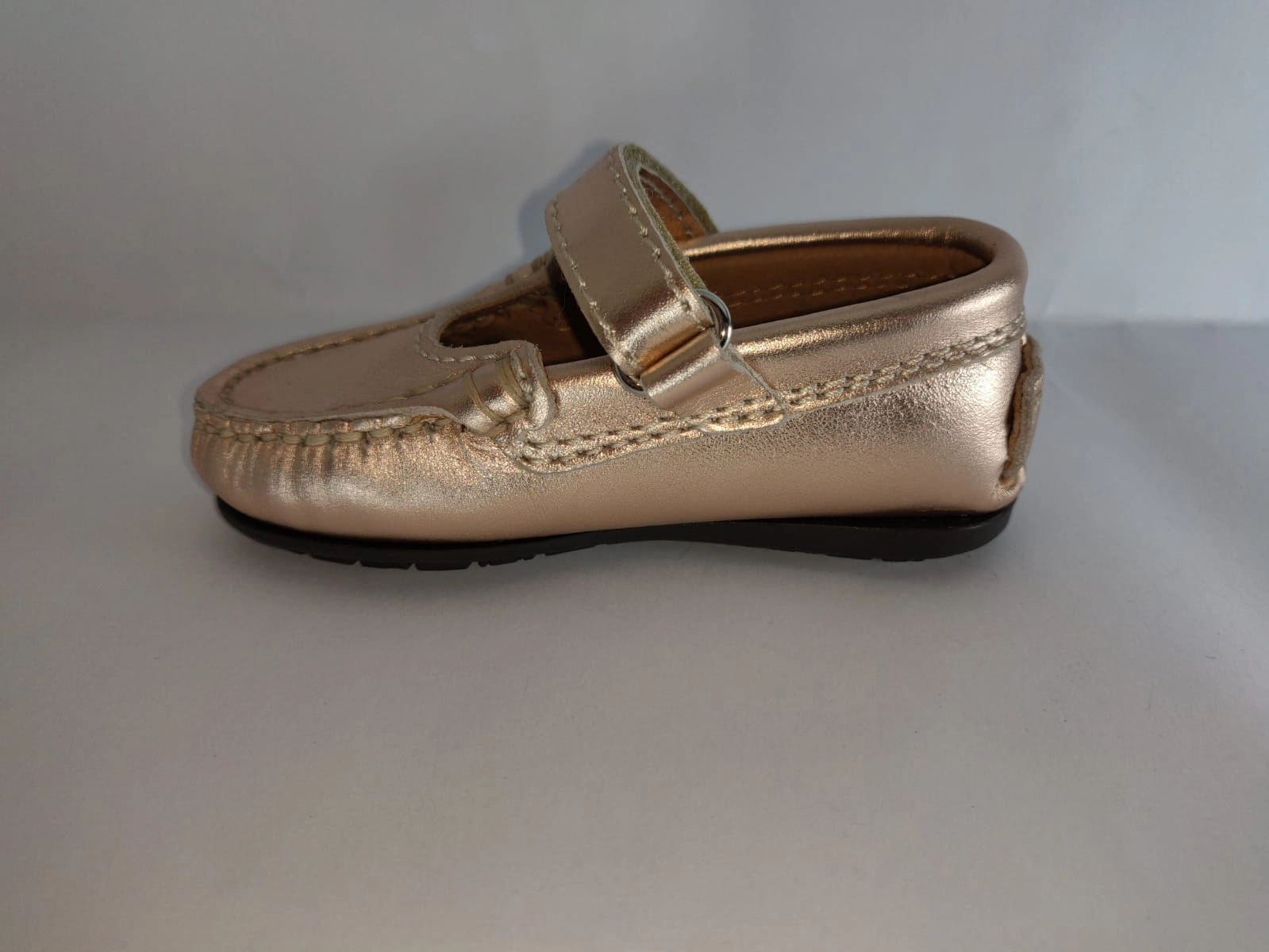 Atlanta Mocassin Soft Metallic Rose Gold Mary Jane Loafer