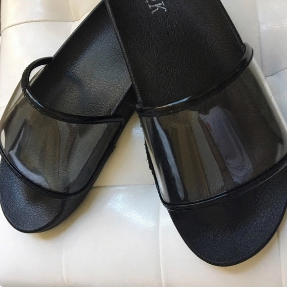 Beach Black Clear Slides