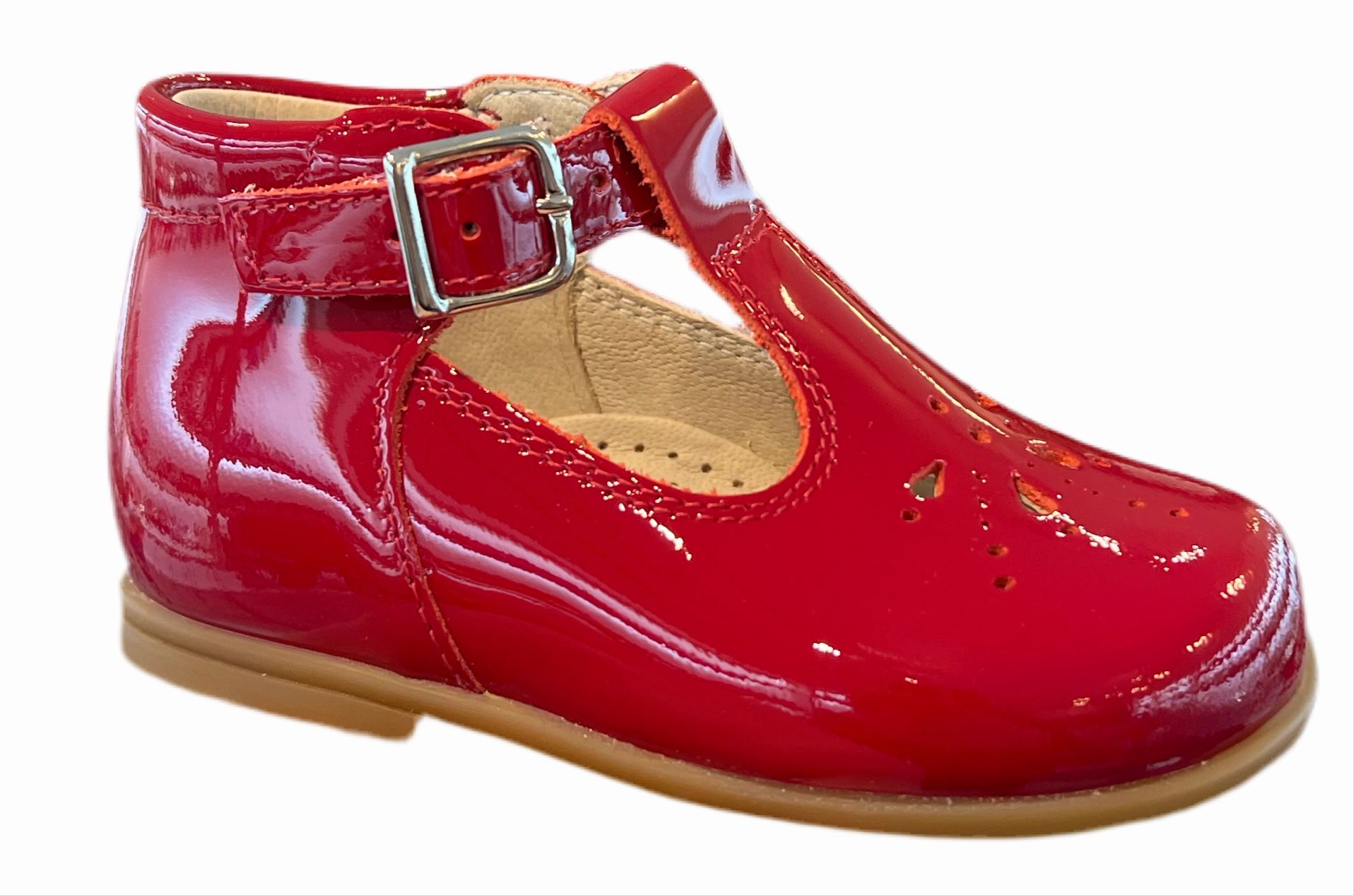 Beberlis Baby Red Patent Leather T-Strap shoes