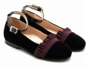 Beberlis Bordeaux Velvet Ankle Strap Designed Shoes