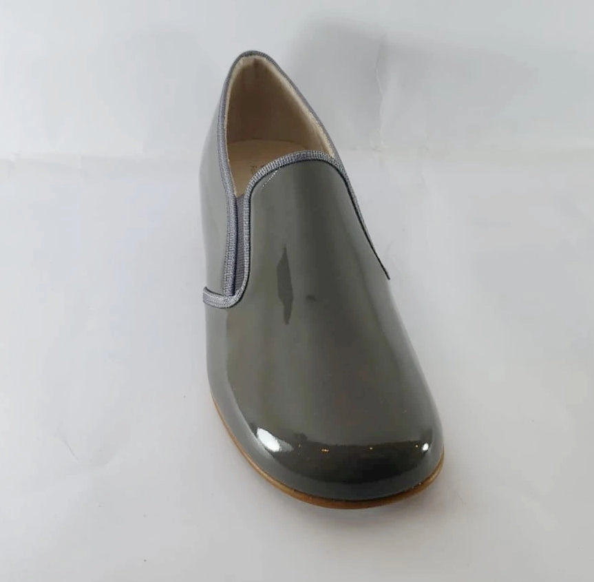 Beberlis Grey Patent Slip On Smoking Shoe Loafers