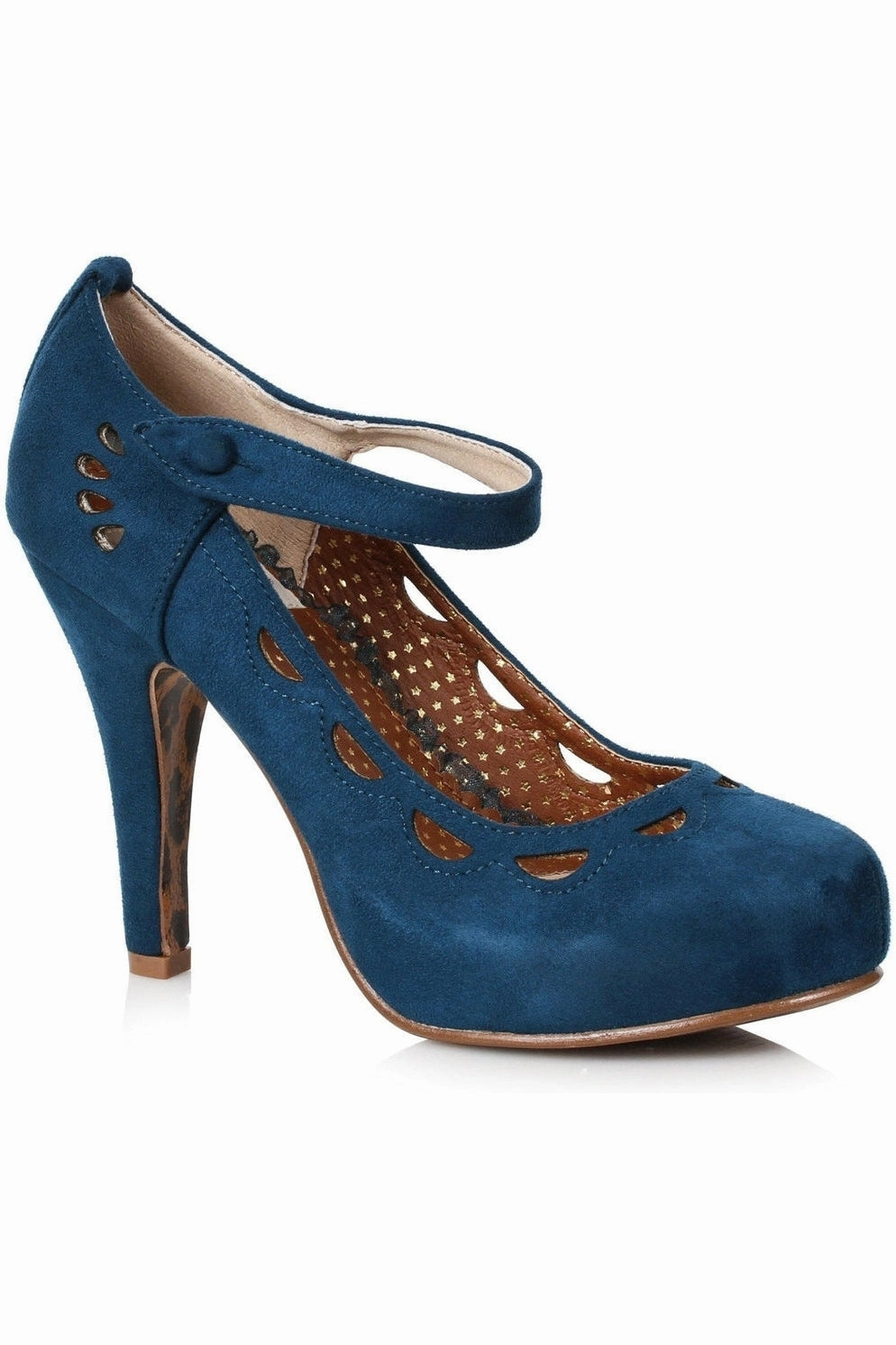 Bettie Page Yvette Vintage Pump  | Blue Faux Leather