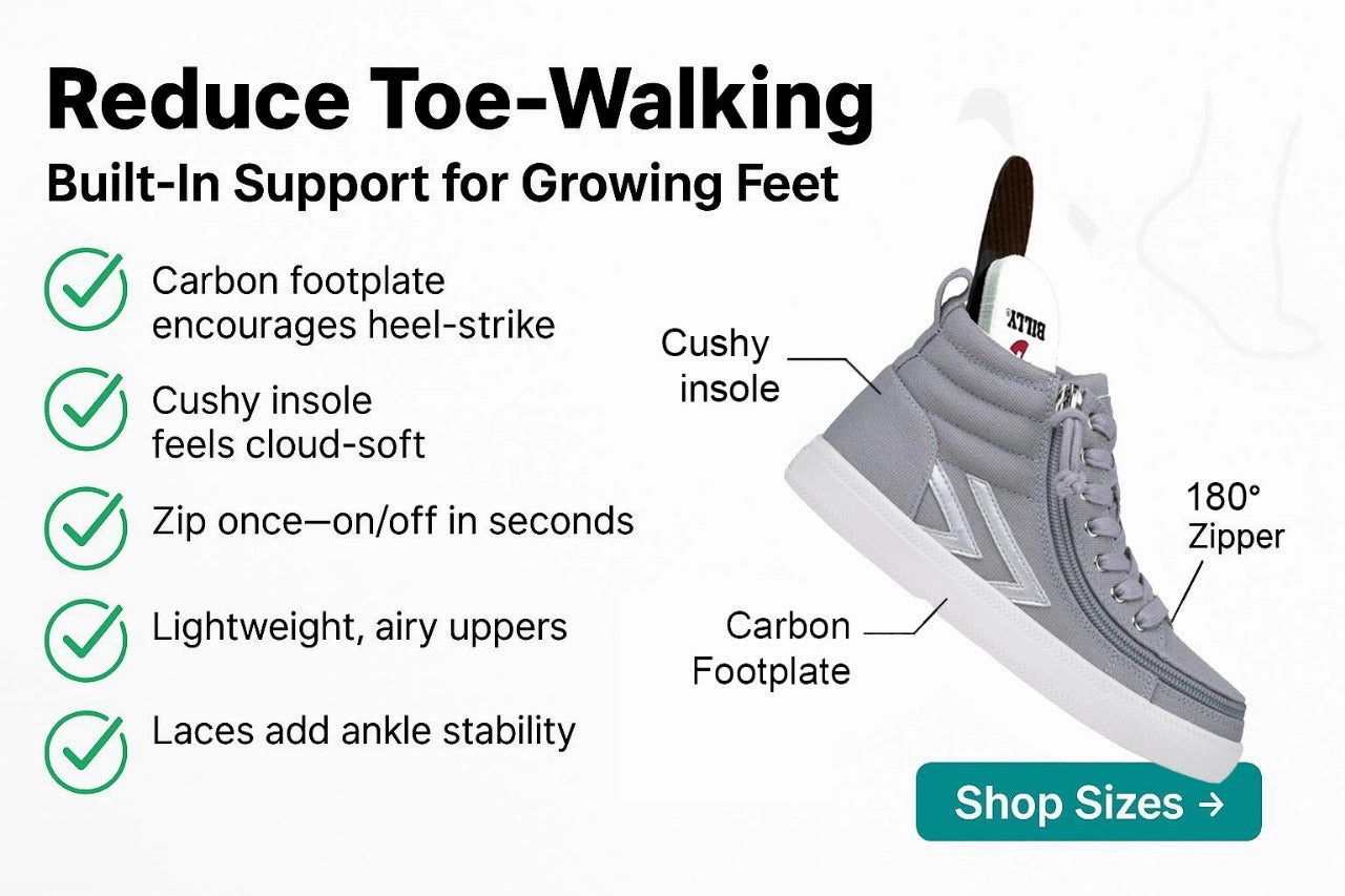 BILLY  TippyToe Kids Anti-Toe-Walking Shoes | ToddlerBig Kid