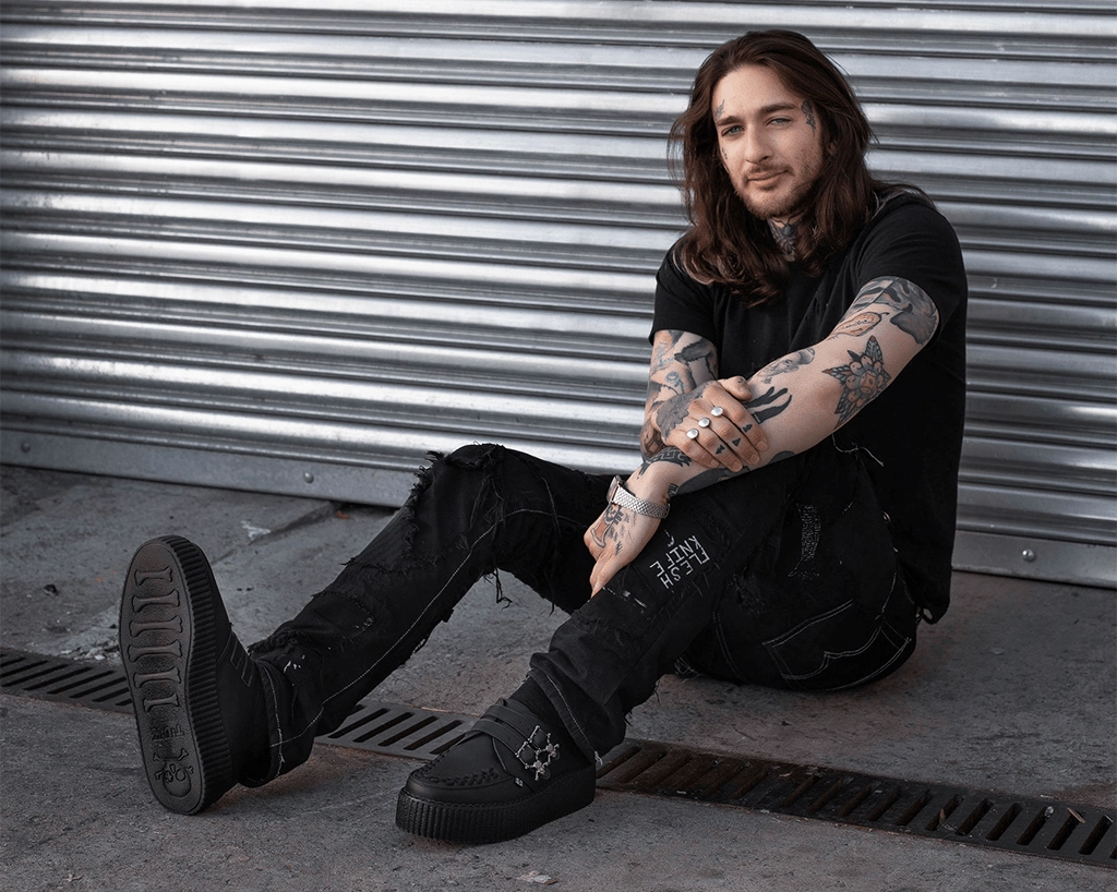 Black TUKskin 2-Buckle Skull Creeper