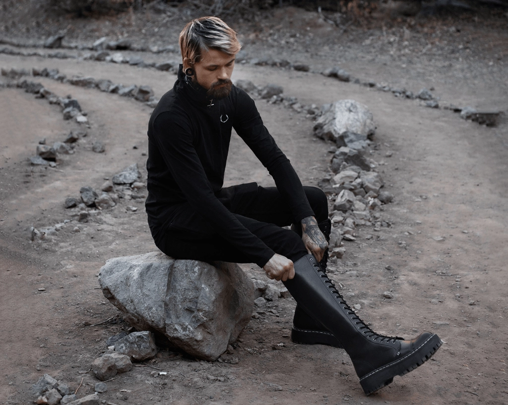Black TUKskin Knee-high Double Decker Boot
