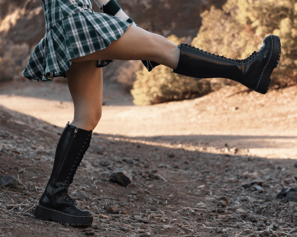 Black TUKskin Knee-high Double Decker Boot