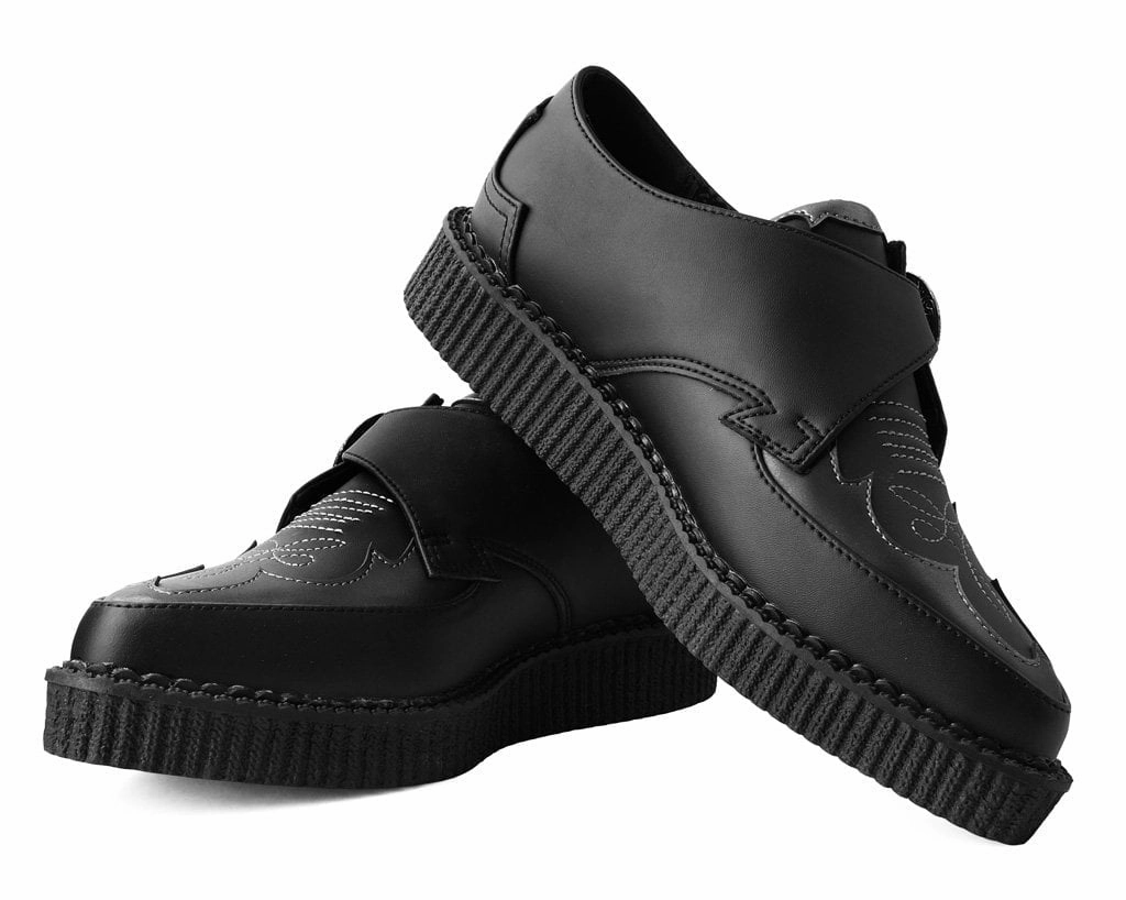 Black TUKskin Western Antique Buckle Pointed Creeper