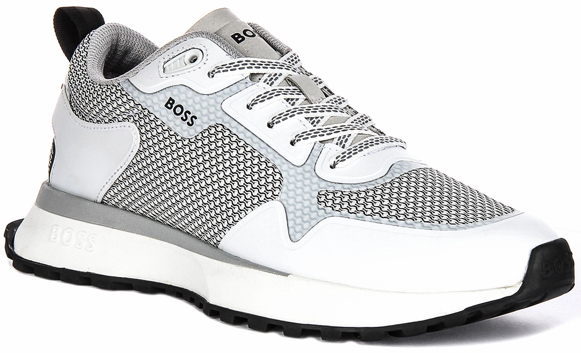 Boss Jonah Runner Mesh In Grey Black For Men