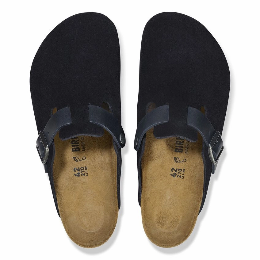 Boston Men - Midnight Suede with oiled leather||Boston pour hommes - Sude avec cuir huil minuit