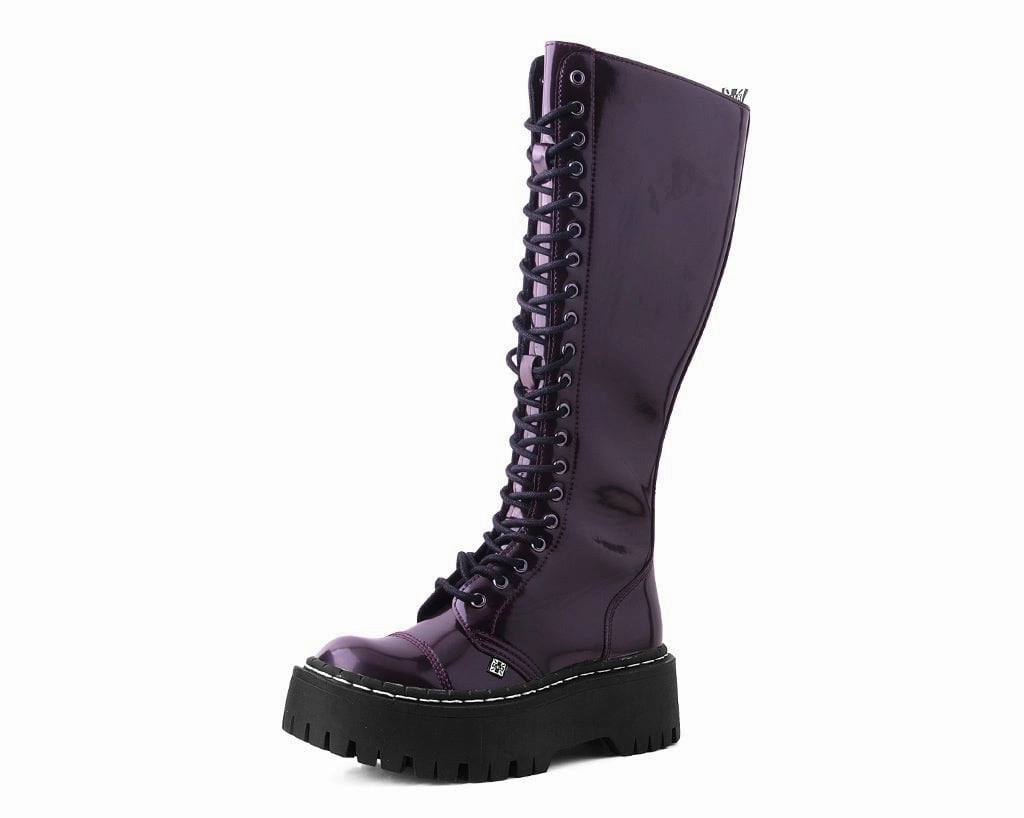 Burgundy Rub-Off Knee-High Double Decker Boot