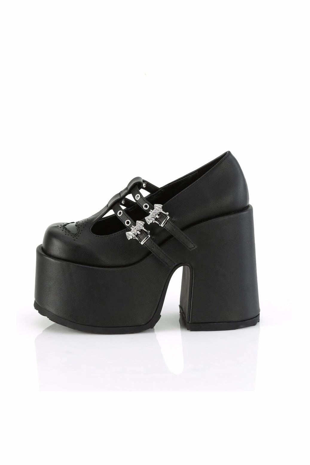 CAMEL-55 Black Vegan Leather Mary Janes