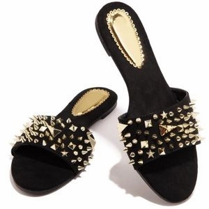 Carly Black Spiked Sandals