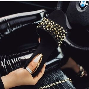 Carly Black Spiked Sandals