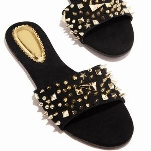 Carly Black Spiked Sandals