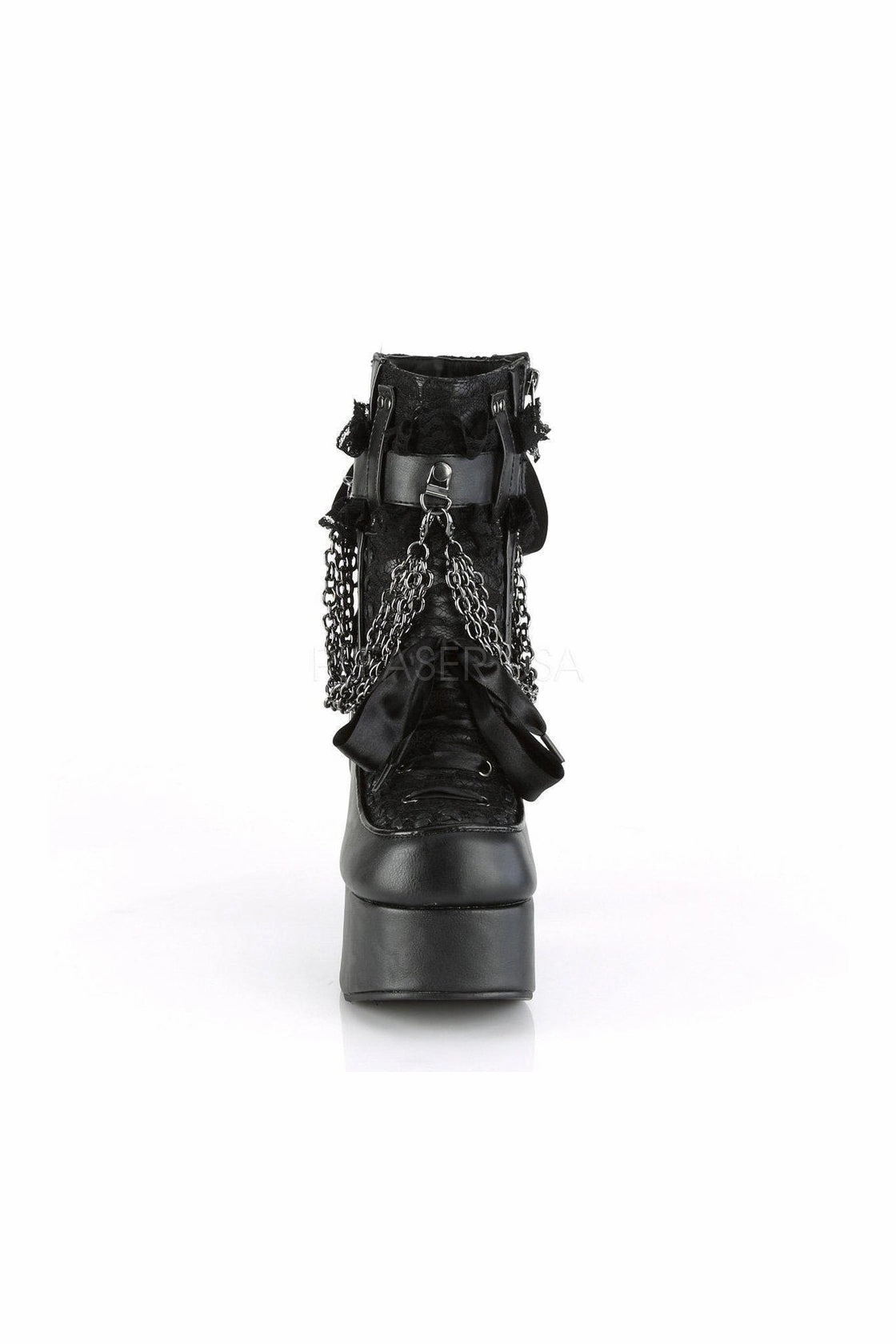 CHARADE-110 Demonia Ankle Boot | Black Faux Leather