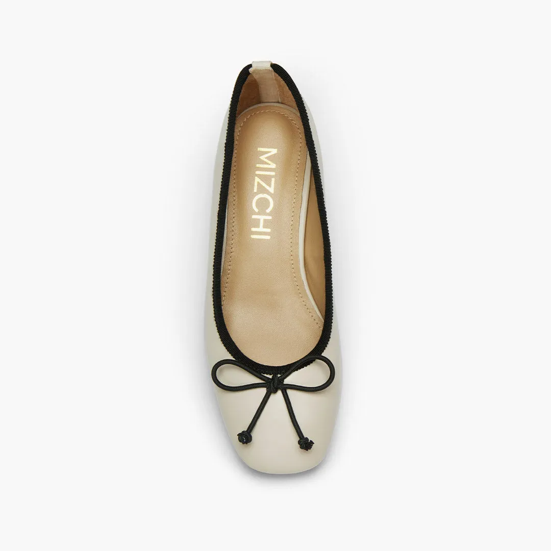 *Chiara - Ivory 3cm Ballet Pumps