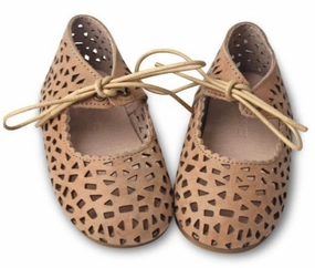 Consciously Baby Leather Boho Mary Janes Sand Hard Sole Size 8 Toddler