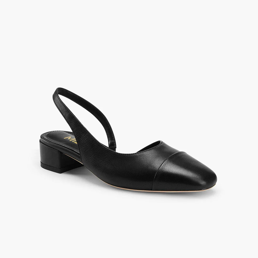 *Contessa - Black Leather Slingback