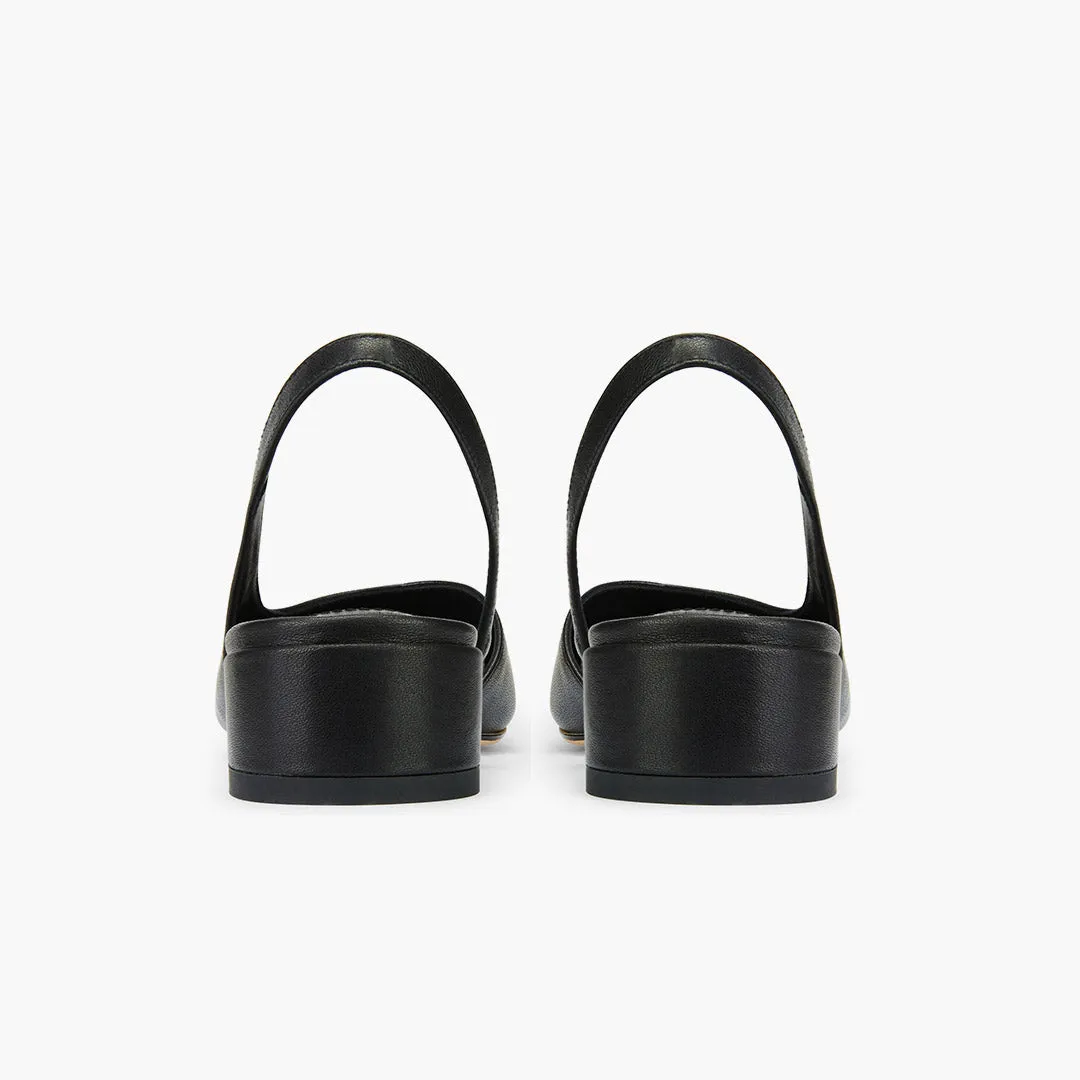 *Contessa - Black Leather Slingback
