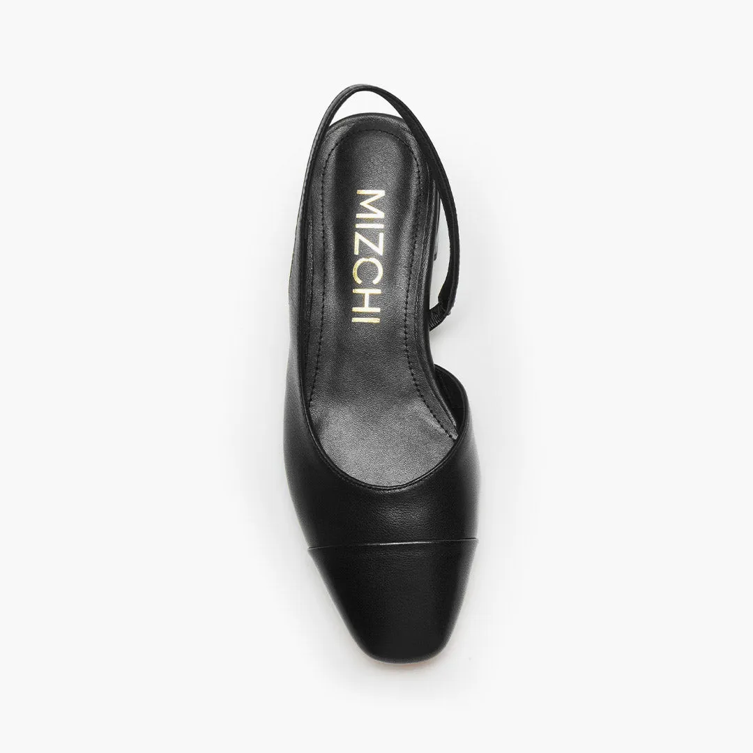 *Contessa - Black Leather Slingback