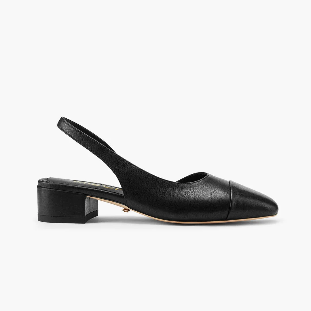 *Contessa - Black Leather Slingback