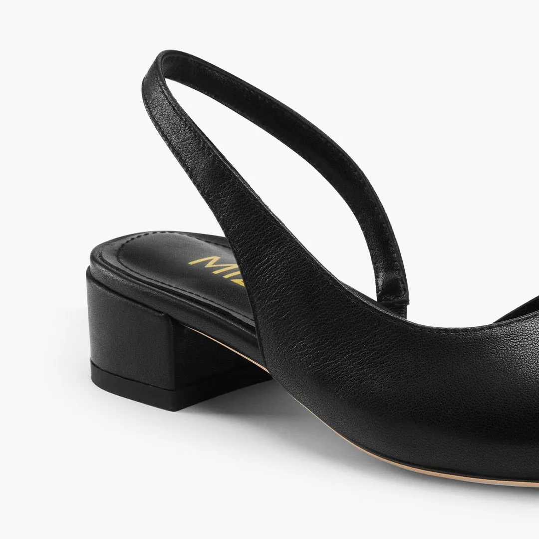 *Contessa - Black Leather Slingback