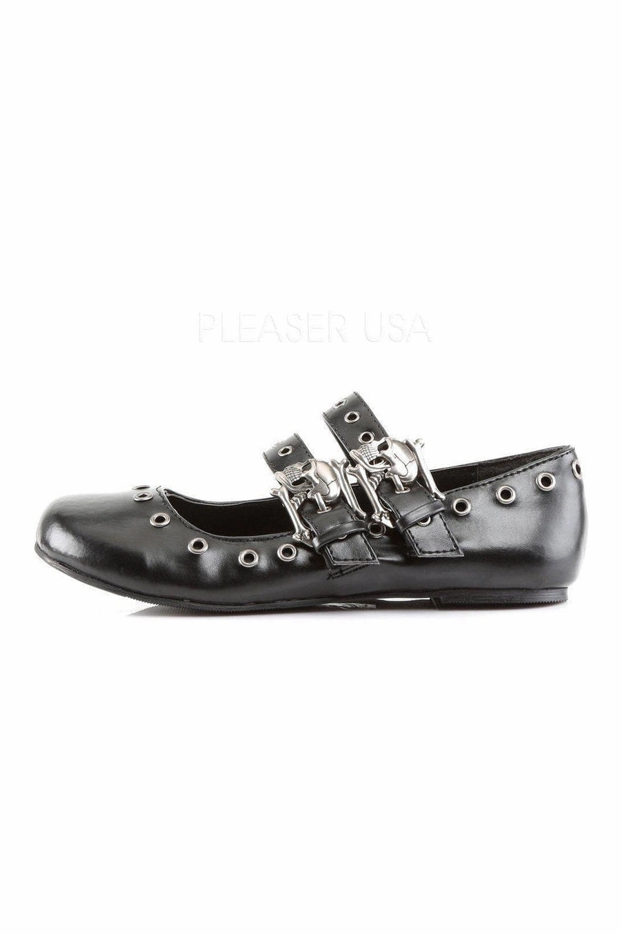 DAISY-03 Demonia Flat | Black Faux Leather