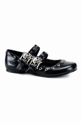 DAISY-03 Demonia Flat | Black Faux Leather