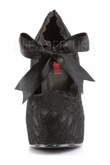 DEMON-11 Demonia Platform Pump | Black Genuine Satin