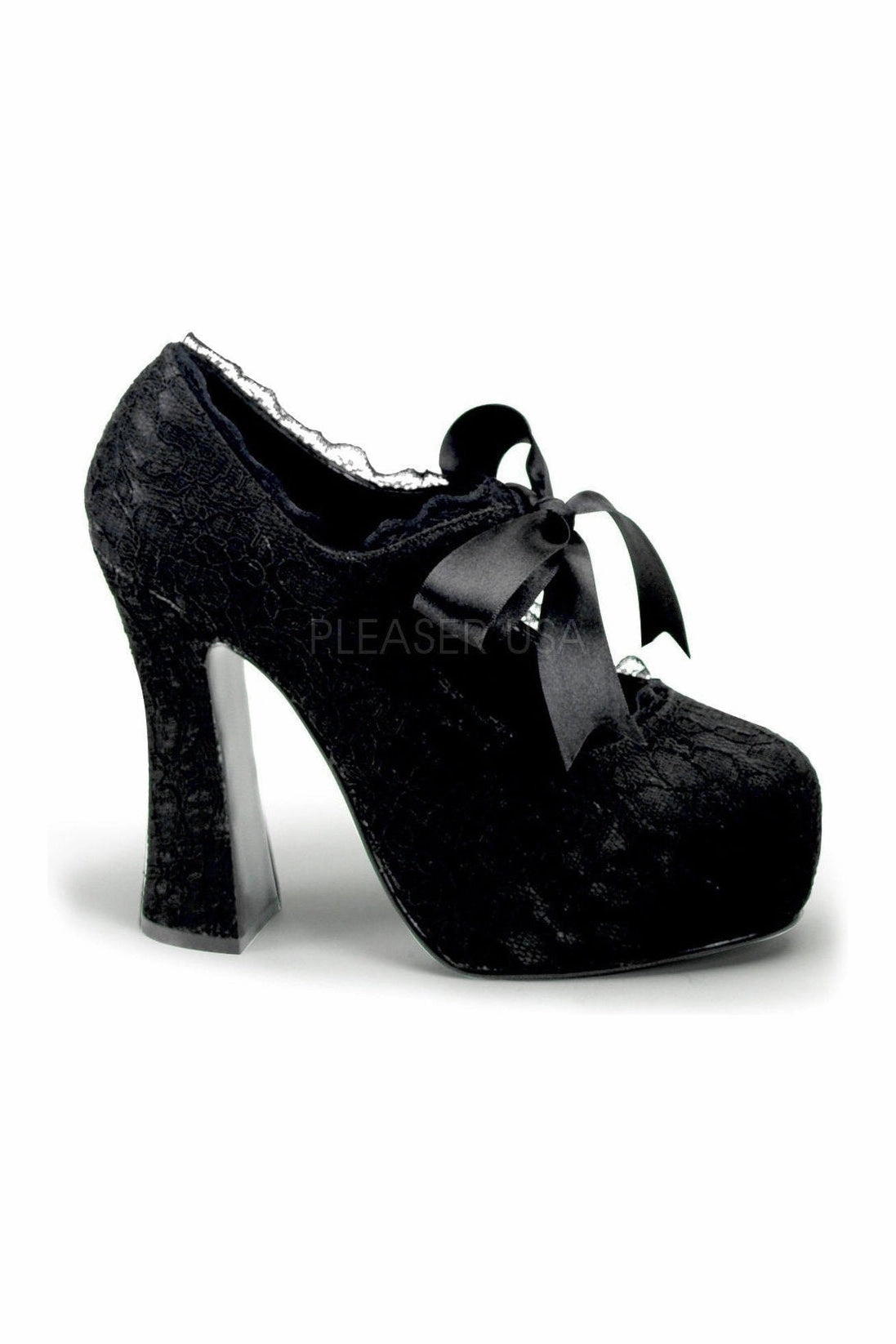 DEMON-11 Demonia Platform Pump | Black Genuine Satin